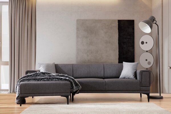 Hanah Home Rohová sedacia súprava Horizon 250 cm tmavosivá ľavá