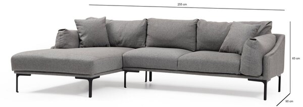 Hanah Home Rohová sedacia súprava Leo 255 cm sivá ľavá