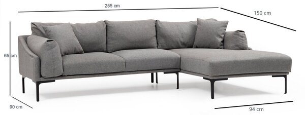 Hanah Home Rohová sedacia súprava Leo 255 cm sivá pravá