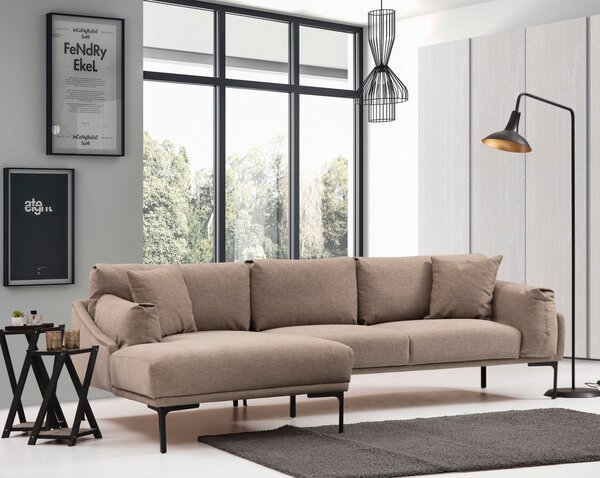 Hanah Home Rohová sedacia súprava Leo 255 cm mocha ľavá