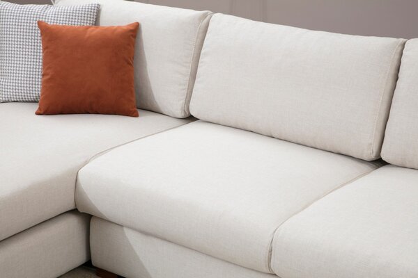 Hanah Home Rohová sedacia súprava Loop 312 cm s odkladacím stolíkom béžová pravá