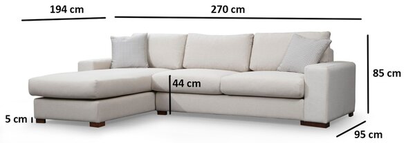 Hanah Home Rohová sedacia súprava Loop 270 cm béžová ľavá