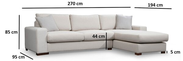 Hanah Home Rohová sedacia súprava Loop 270 cm béžová pravá