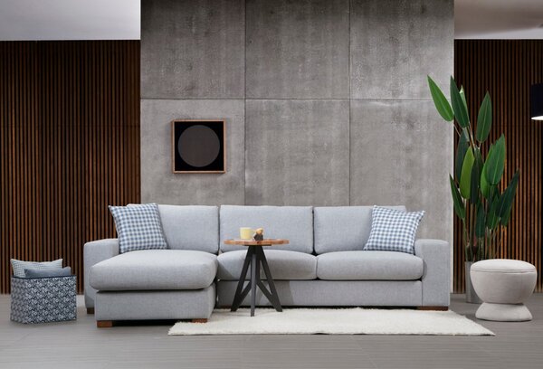 Hanah Home Rohová sedacia súprava Loop 290 cm sivá ľavá