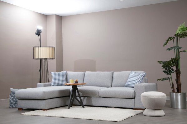 Hanah Home Rohová sedacia súprava Loop 290 cm sivá ľavá