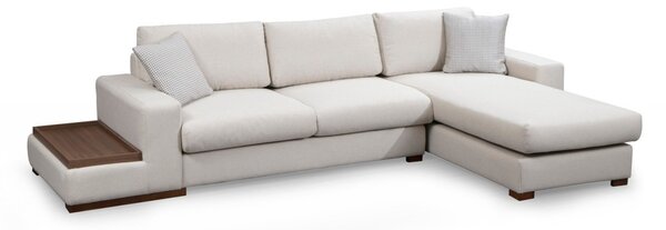 Hanah Home Rohová sedacia súprava Loop 312 cm s odkladacím stolíkom béžová pravá