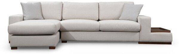 Hanah Home Rohová sedacia súprava Loop 312 cm s odkladacím stolíkom béžová ľavá