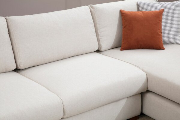 Hanah Home Rohová sedacia súprava Loop 312 cm s odkladacím stolíkom béžová pravá