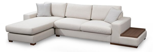 Hanah Home Rohová sedacia súprava Loop 312 cm s odkladacím stolíkom béžová ľavá