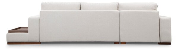 Hanah Home Rohová sedacia súprava Loop 312 cm s odkladacím stolíkom béžová ľavá