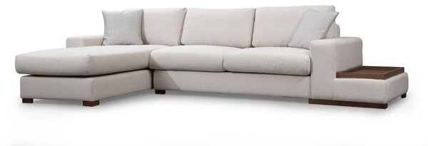 Hanah Home Rohová sedacia súprava Loop 312 cm s odkladacím stolíkom béžová ľavá