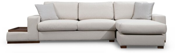 Hanah Home Rohová sedacia súprava Loop 312 cm s odkladacím stolíkom béžová pravá