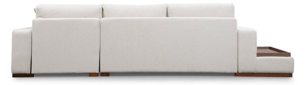 Hanah Home Rohová sedacia súprava Loop 312 cm s odkladacím stolíkom béžová pravá
