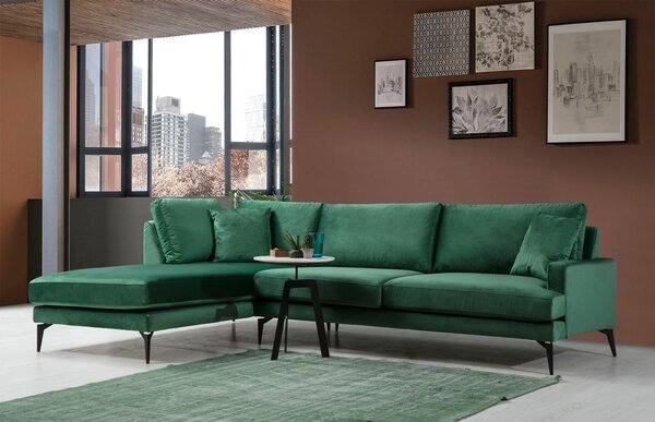 Hanah Home Rohová sedacia súprava Papira 283 cm zelená ľavá