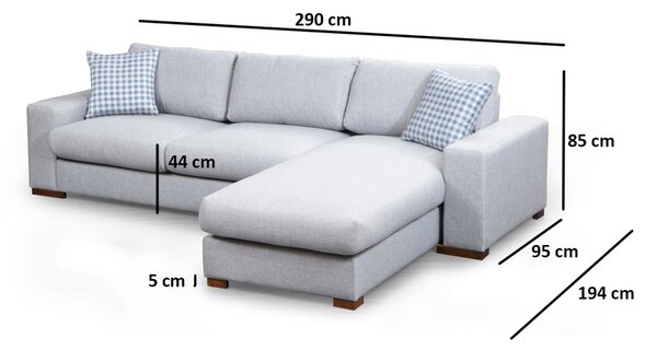 Hanah Home Rohová sedacia súprava Loop 290 cm sivá pravá