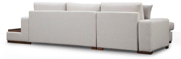 Hanah Home Rohová sedacia súprava Loop 312 cm s odkladacím stolíkom béžová ľavá