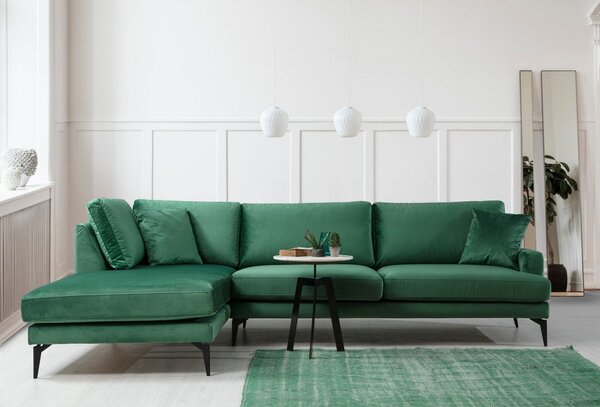 Hanah Home Rohová sedacia súprava Papira 283 cm zelená ľavá