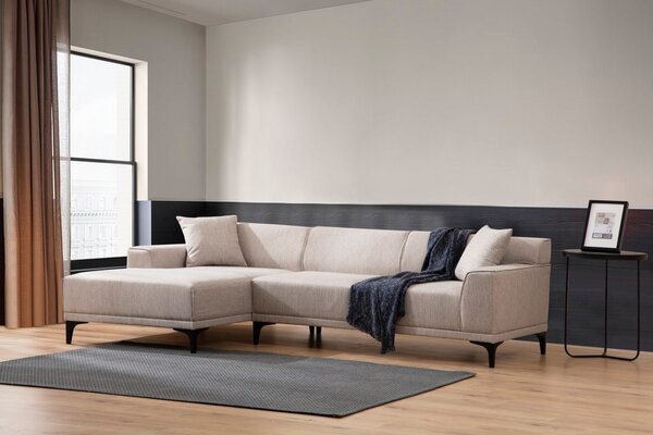 Hanah Home Rohová sedacia súprava Petra 250 cm biela ľavá