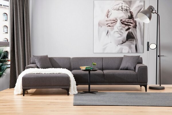 Hanah Home Rohová sedacia súprava Petra 250 cm antracitová ľavá