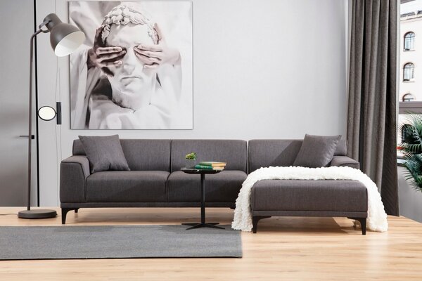 Hanah Home Rohová sedacia súprava Petra 250 cm antracitová pravá