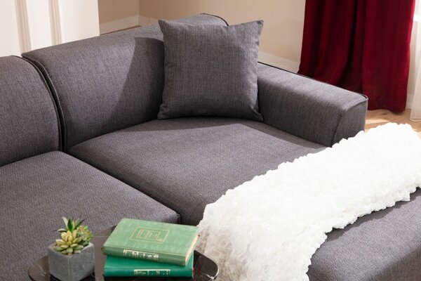 Hanah Home Rohová sedacia súprava Petra 250 cm antracitová pravá