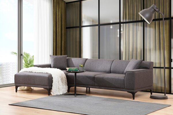 Hanah Home Rohová sedacia súprava Petra 250 cm antracitová ľavá