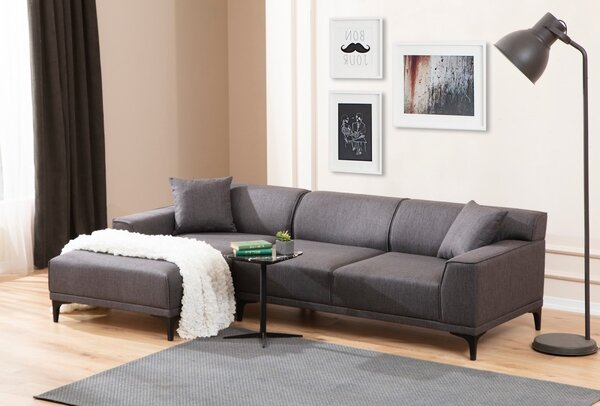 Hanah Home Rohová sedacia súprava Petra 250 cm antracitová ľavá