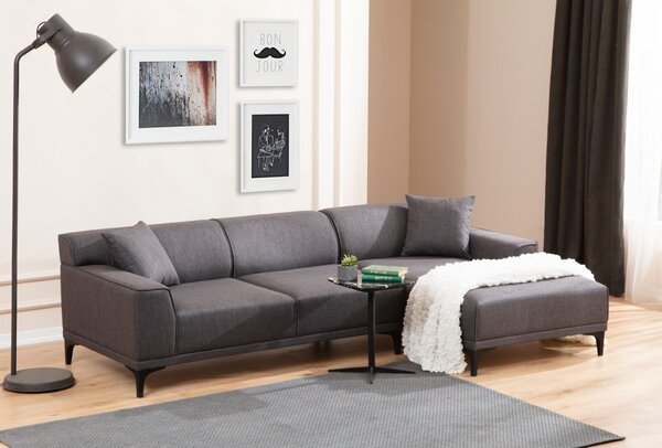 Hanah Home Rohová sedacia súprava Petra 250 cm antracitová pravá