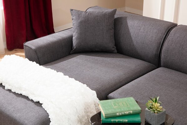 Hanah Home Rohová sedacia súprava Petra 250 cm antracitová ľavá