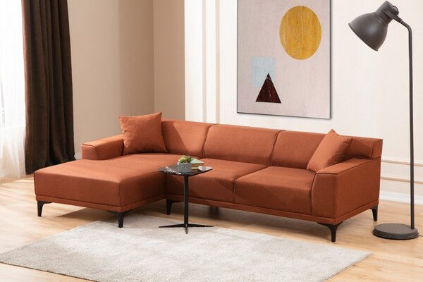 Hanah Home Rohová sedacia súprava Petra 250 cm oranžová ľavá