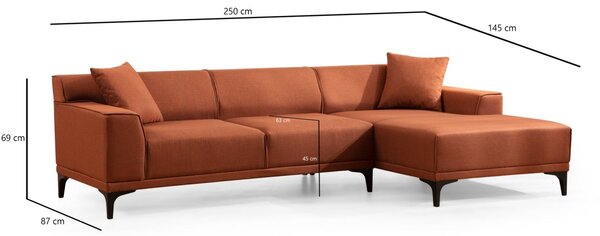 Hanah Home Rohová sedacia súprava Petra 250 cm oranžová pravá