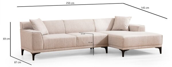 Hanah Home Rohová sedacia súprava Petra 250 cm biela pravá