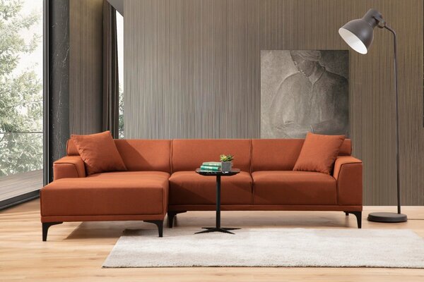 Hanah Home Rohová sedacia súprava Petra 250 cm oranžová ľavá