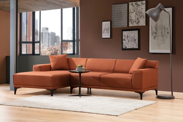 Hanah Home Rohová sedacia súprava Petra 250 cm oranžová ľavá