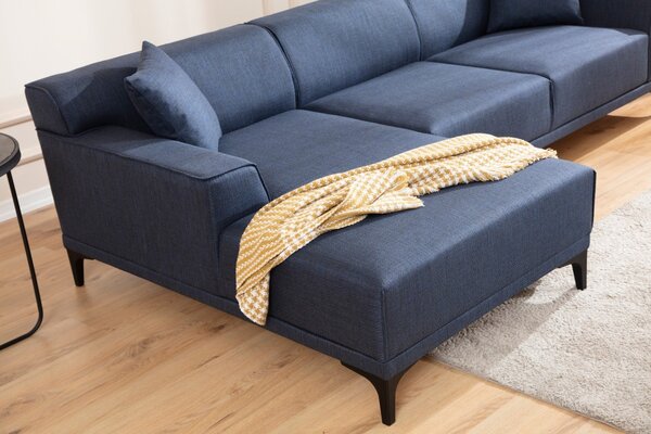 Hanah Home Rohová sedacia súprava Petra 250 cm modrá ľavá