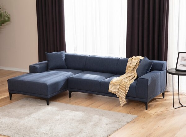 Hanah Home Rohová sedacia súprava Petra 250 cm modrá ľavá