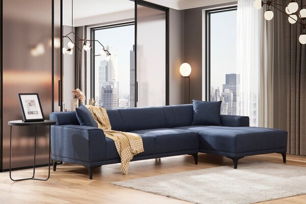Hanah Home Rohová sedacia súprava Petra 250 cm modrá pravá