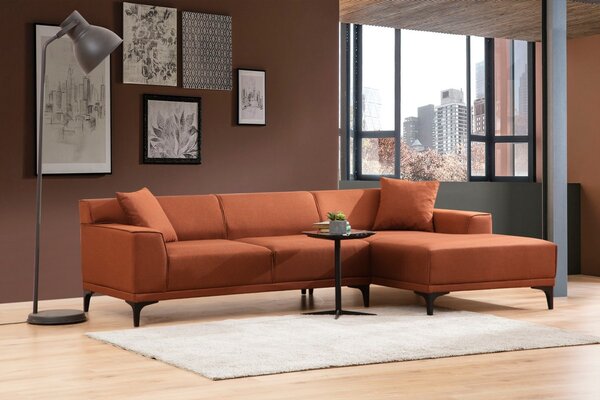 Hanah Home Rohová sedacia súprava Petra 250 cm oranžová pravá