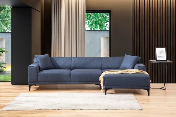 Hanah Home Rohová sedacia súprava Petra 250 cm modrá pravá