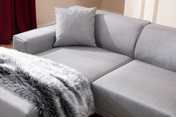 Hanah Home Rohová sedacia súprava Petra 250 cm svetlosivá ľavá