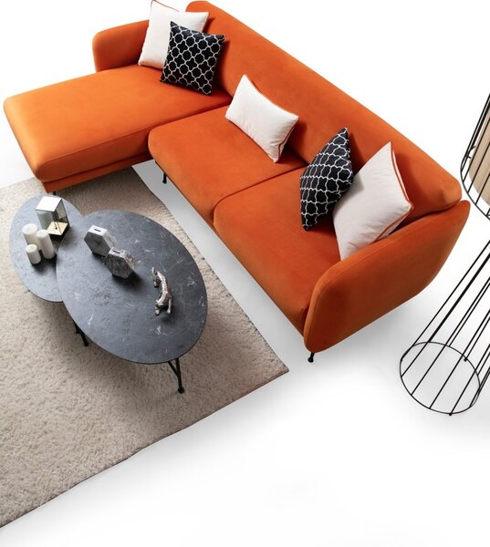 Hanah Home Rohová sedacia súprava Sevilla 270 cm oranžová ľavá