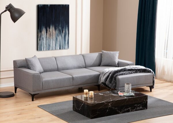 Hanah Home Rohová sedacia súprava Petra 250 cm svetlosivá pravá