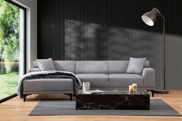 Hanah Home Rohová sedacia súprava Petra 250 cm svetlosivá ľavá