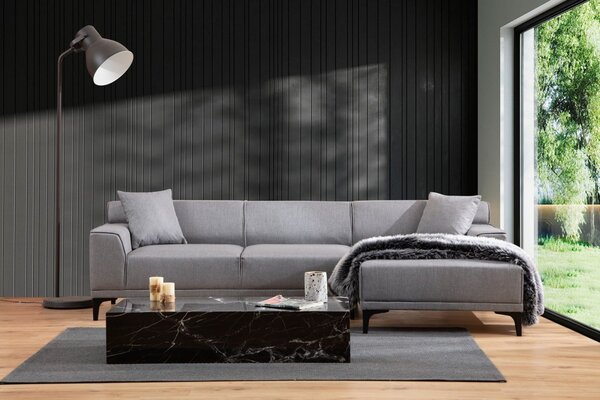 Hanah Home Rohová sedacia súprava Petra 250 cm svetlosivá pravá