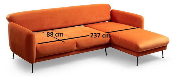 Hanah Home Rohová sedacia súprava Sevilla 270 cm oranžová pravá