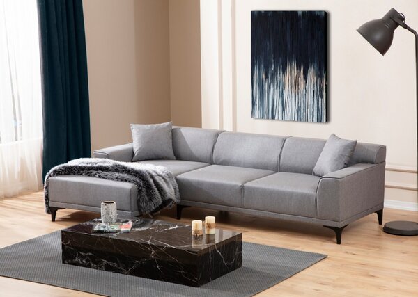 Hanah Home Rohová sedacia súprava Petra 250 cm svetlosivá ľavá