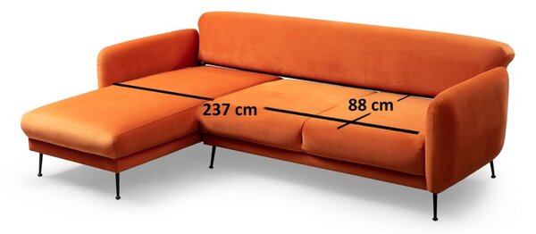 Hanah Home Rohová sedacia súprava Sevilla 270 cm oranžová ľavá