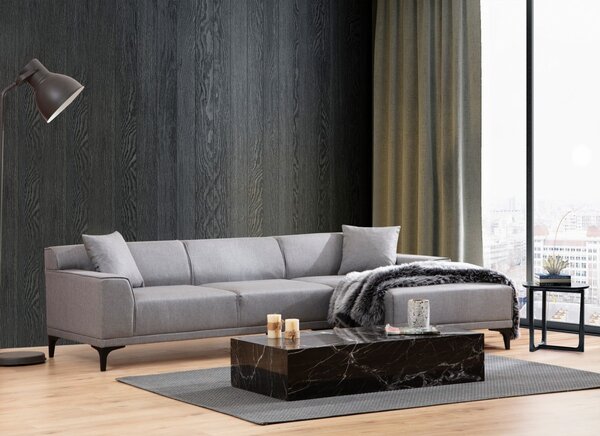 Hanah Home Rohová sedacia súprava Petra 250 cm svetlosivá pravá