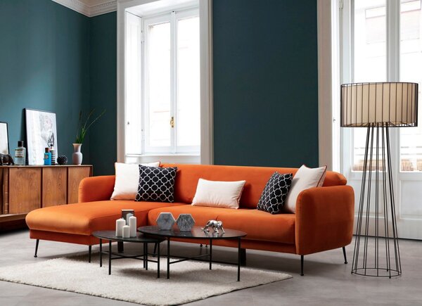 Hanah Home Rohová sedacia súprava Sevilla 270 cm oranžová ľavá