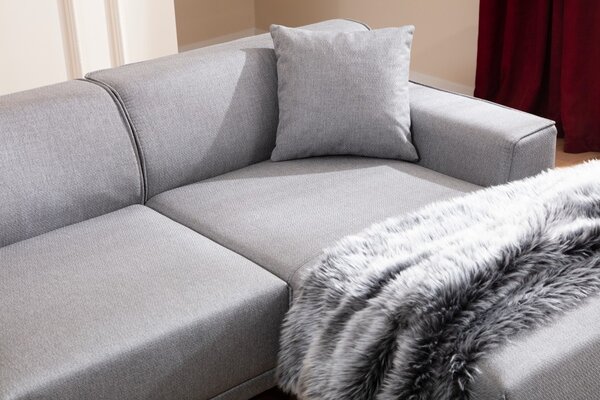 Hanah Home Rohová sedacia súprava Petra 250 cm svetlosivá pravá